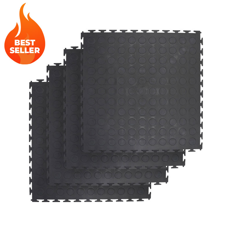 Pack of 4 Interlocking PVC Rubber Tiles (50cm x 50cm each)
