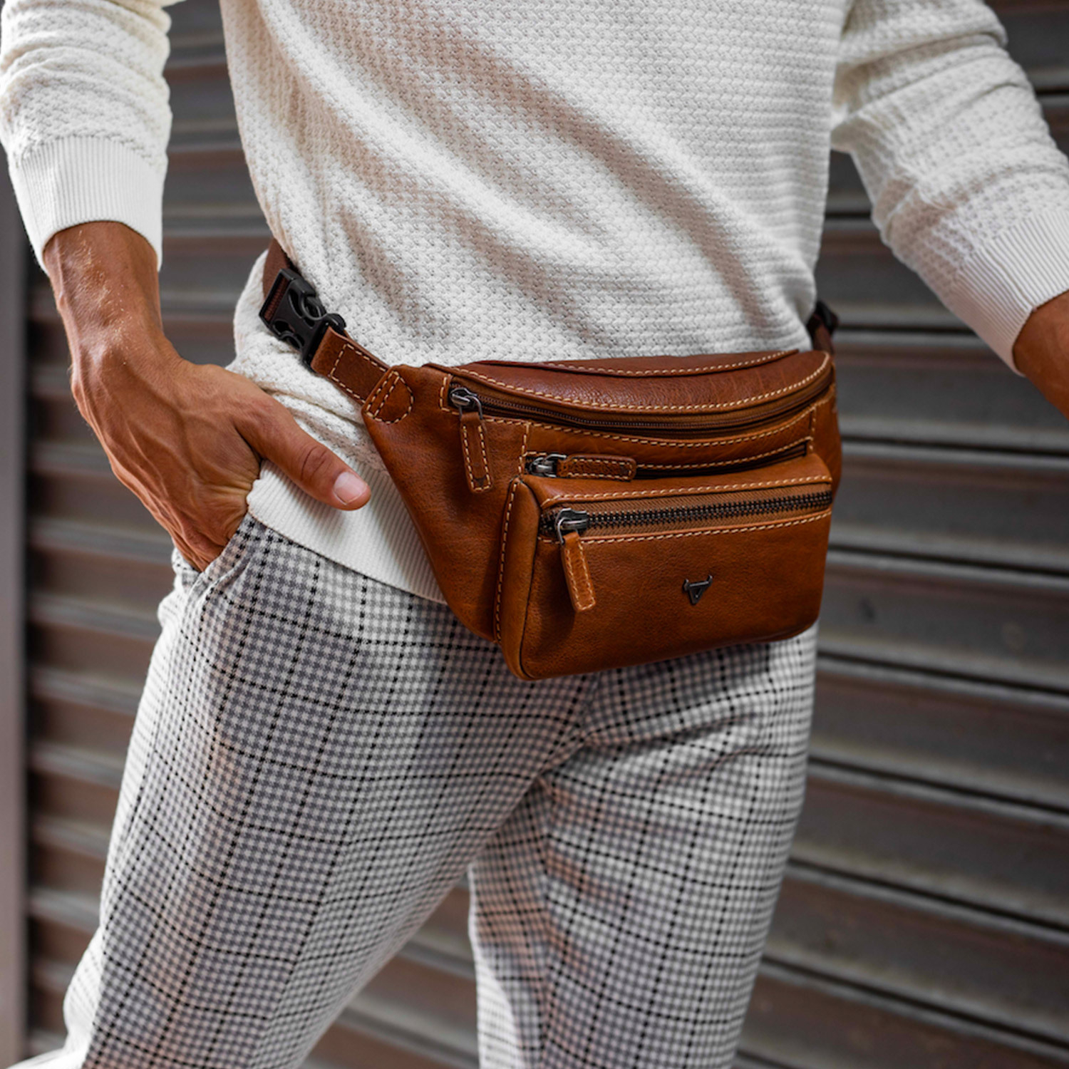 Genuine Leather Vintage Medium Waist Bag