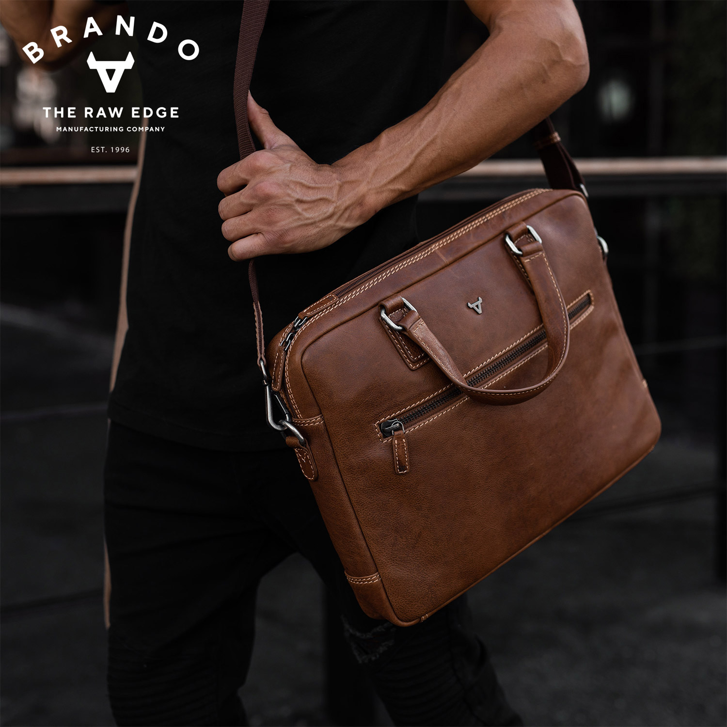 Genuine Leather Slimline Laptop Briefcase
