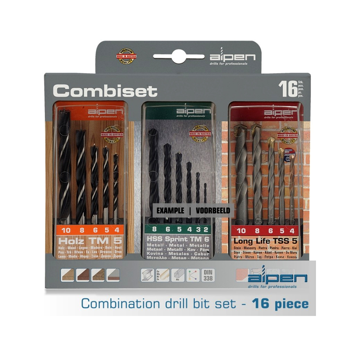 16 Piece Combination Drill Bit Set