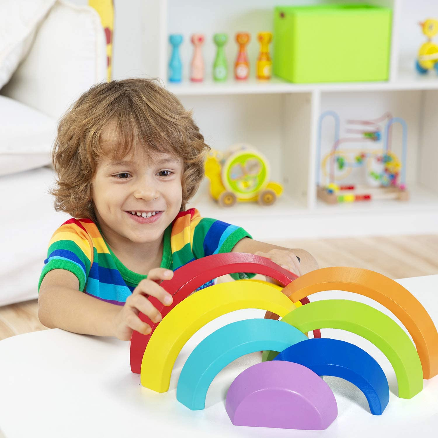 Kids Rainbow Wooden Stacking Toy