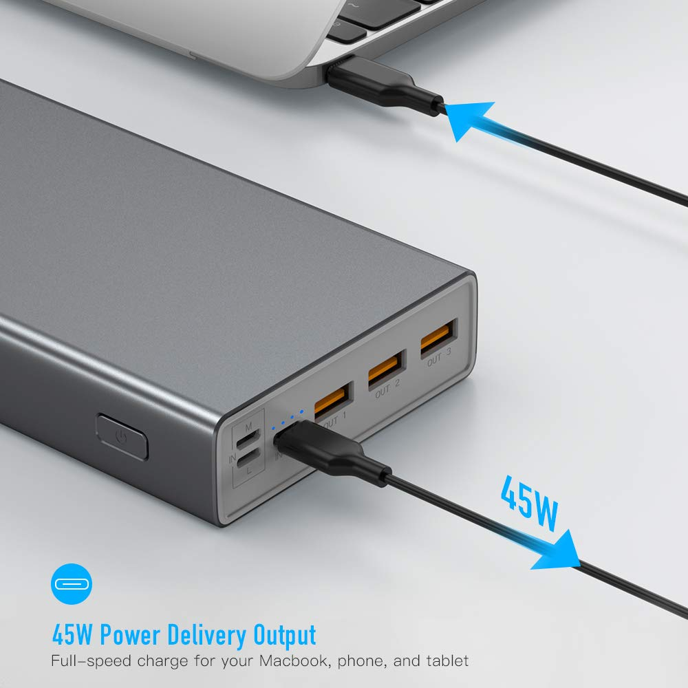 99WH 26800mAh 3-Input 4-output PD Quick Charging Power Bank
