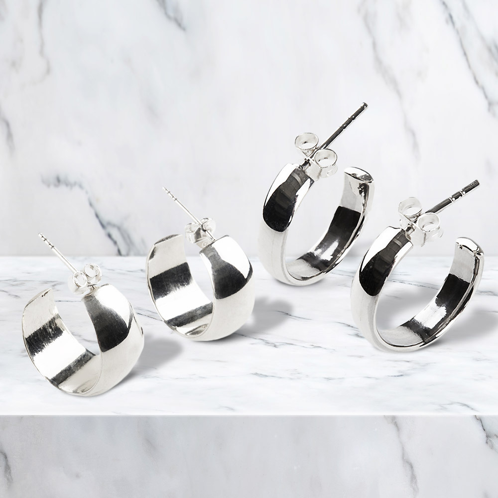 Sterling Silver Half & Full Hoops