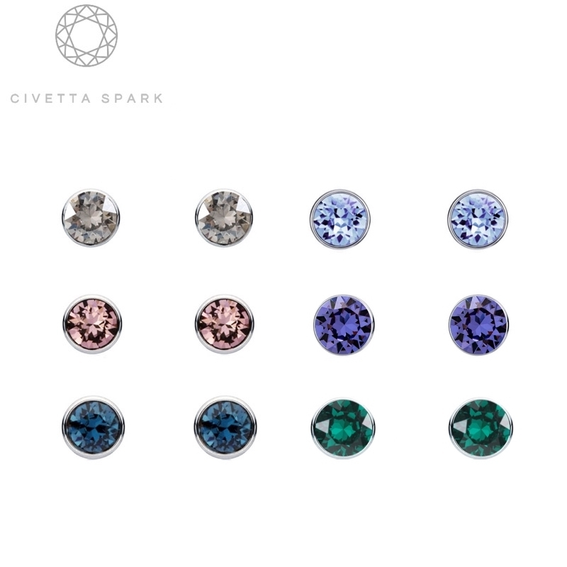 Set of 3 Stud Earrings with Swarovski Crystals