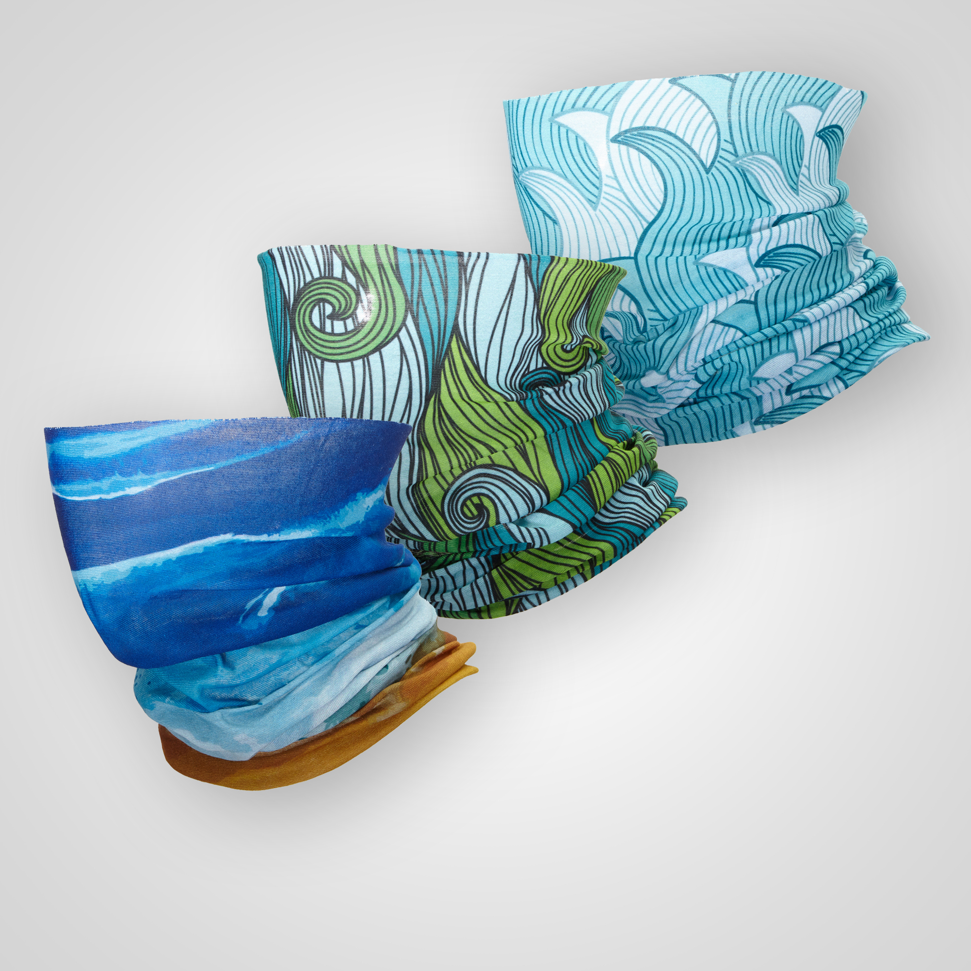 Pack of 3 Men's Wave Theme Multi-Functional Face Shields
