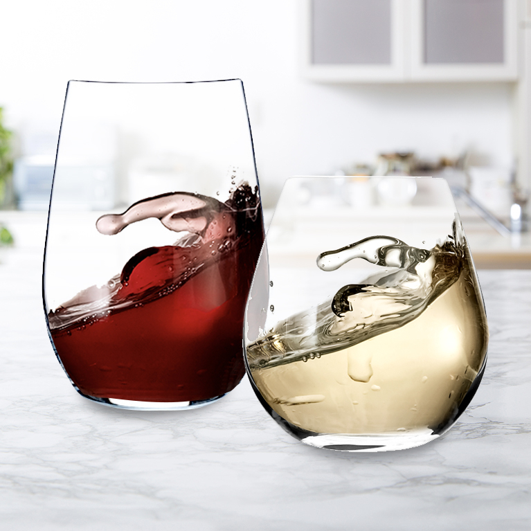 Set of 12 Stemless Lead-Free Crystal Wine Glasses 