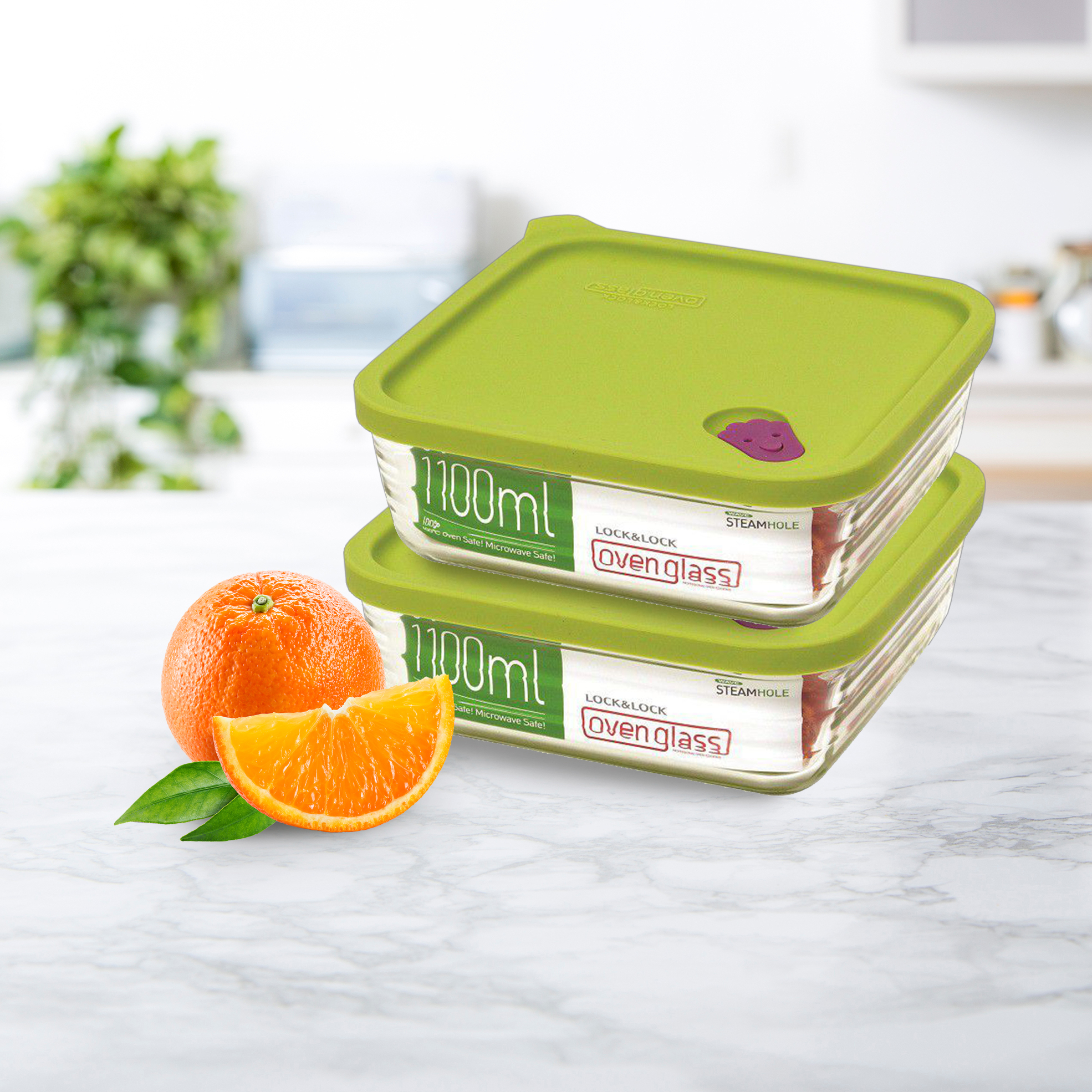 Pack of 2 1.1L Wave Dish with Steam Vent Lid