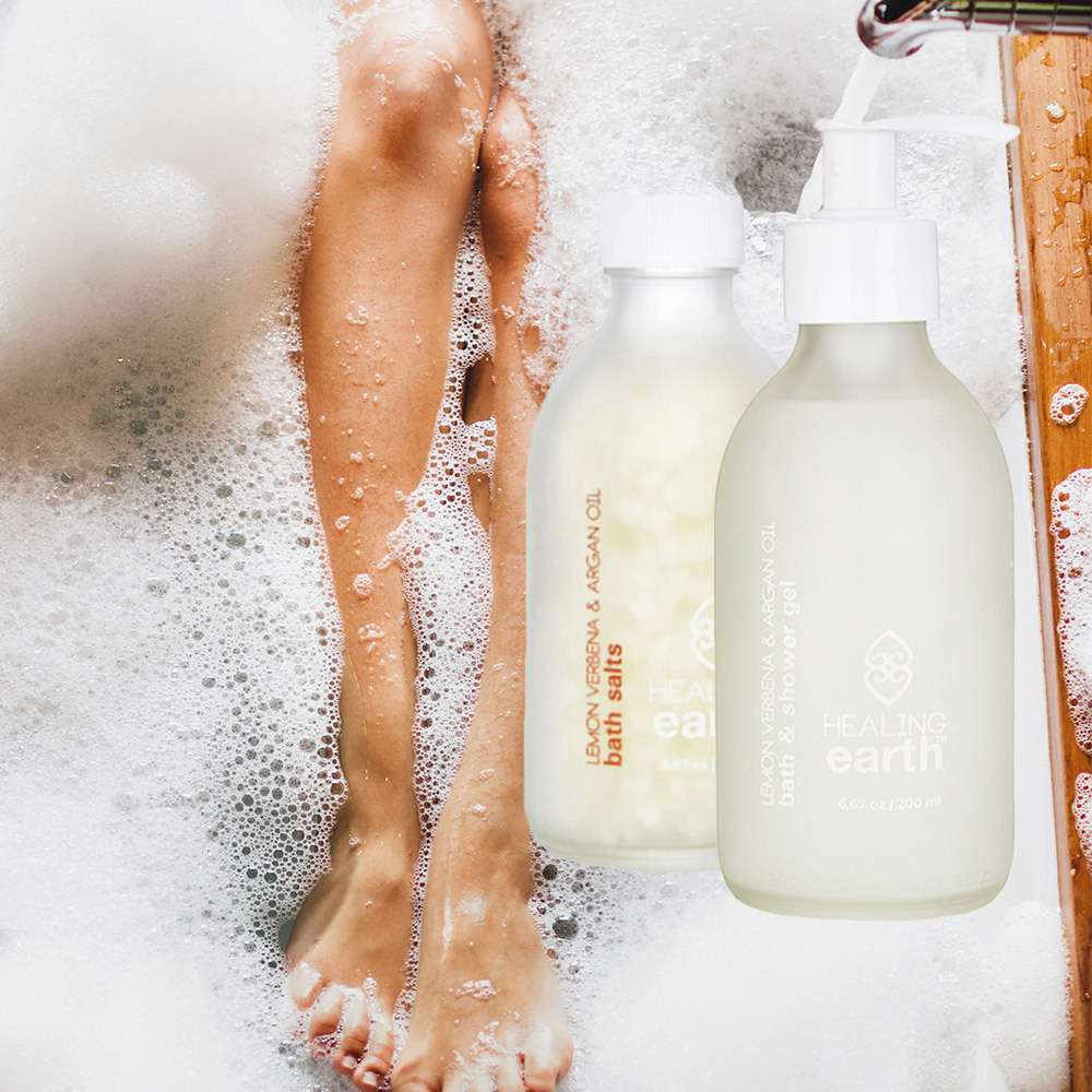 Lemon Verbena and Argan Oil Bath & Shower Gel & Bath Crystals