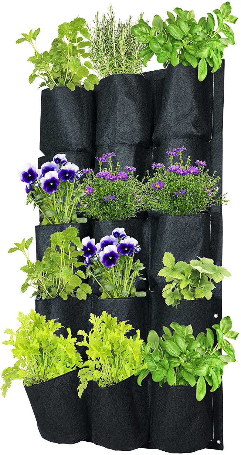 15-Pocket Hanging Vertical Garden Wall Planter (Made of 100% Recycled Plastic)