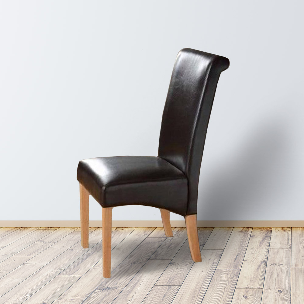 Set of 2 Elegant Black PU Leather Dining Chairs
