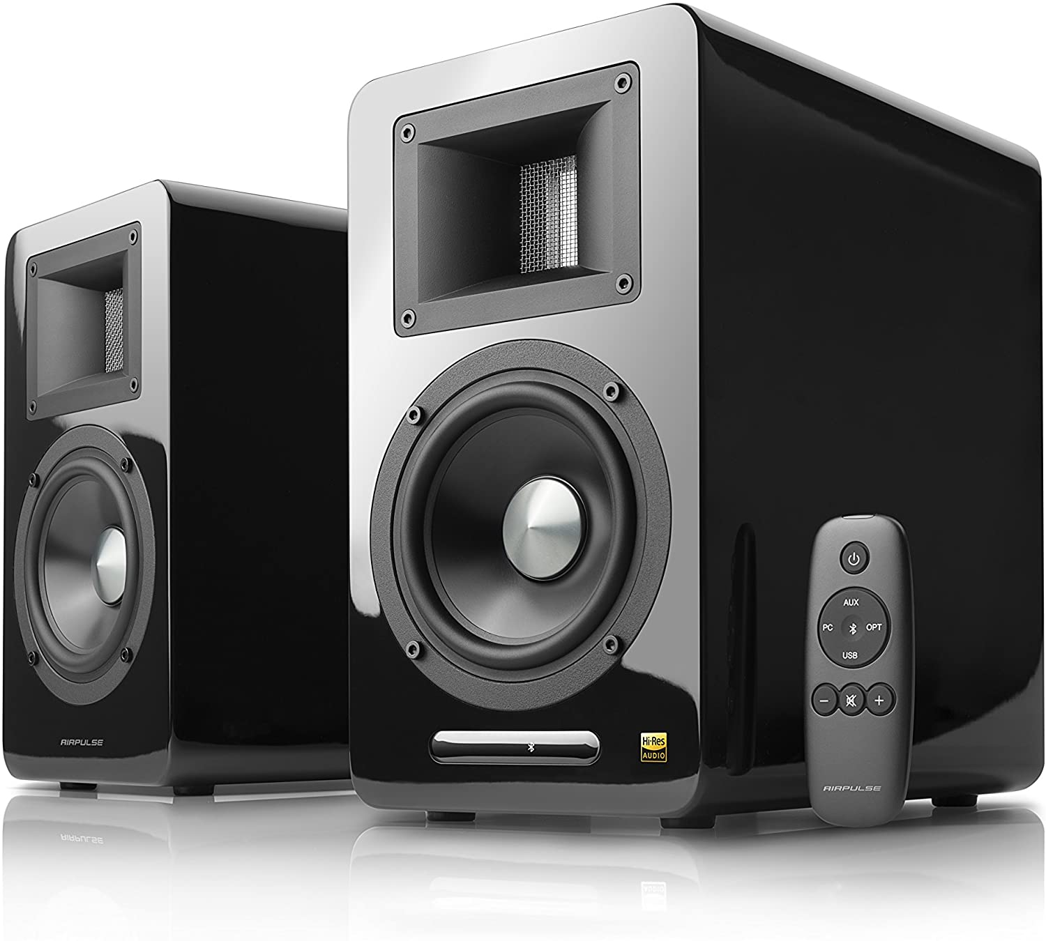 AirPulse A100 Active Bookshelf Bluetooth Hi-Res Audio Speaker System with Signature Phil Jones Design
