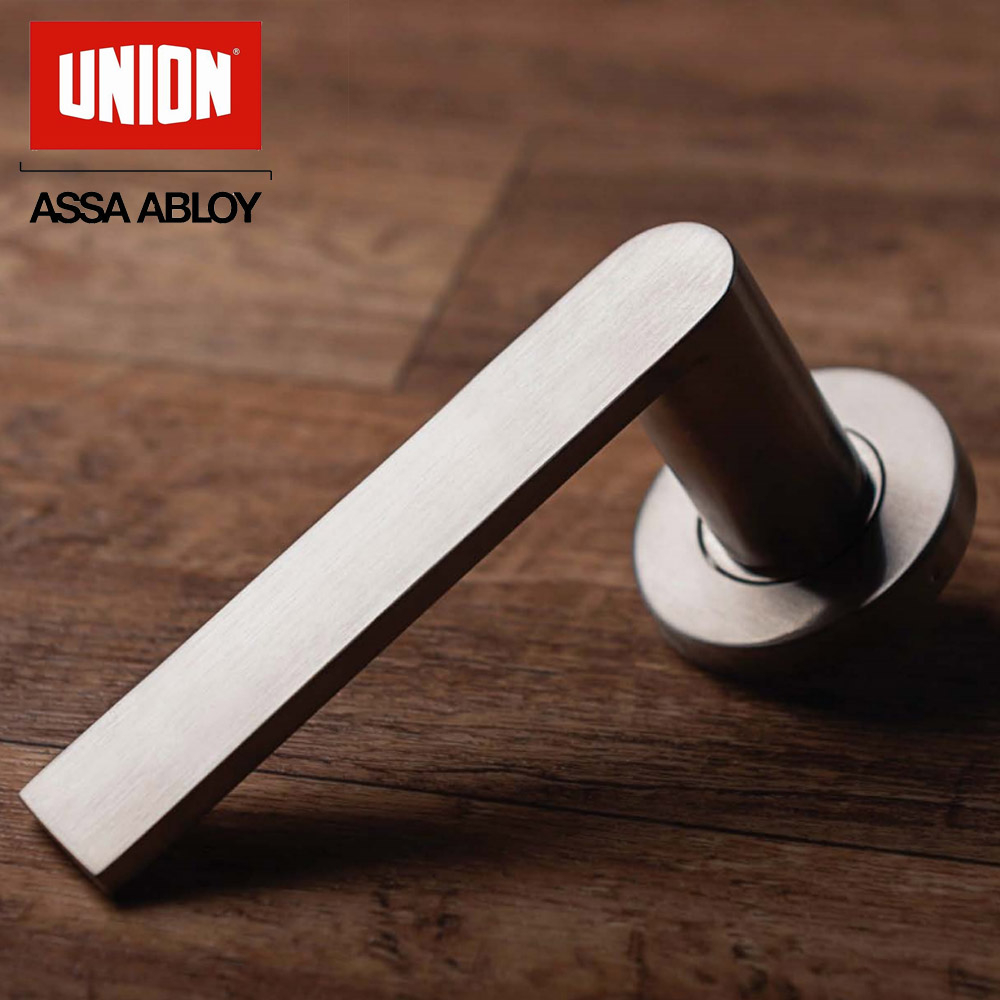 Brushed Steel Door Handles with Keyhole or Cylinder Escutcheon