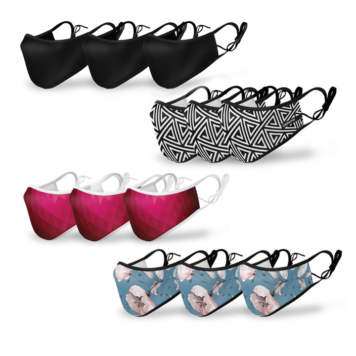 Pack of 3 Premium 4-Layer Fabric Face Mask including Reusable Filters