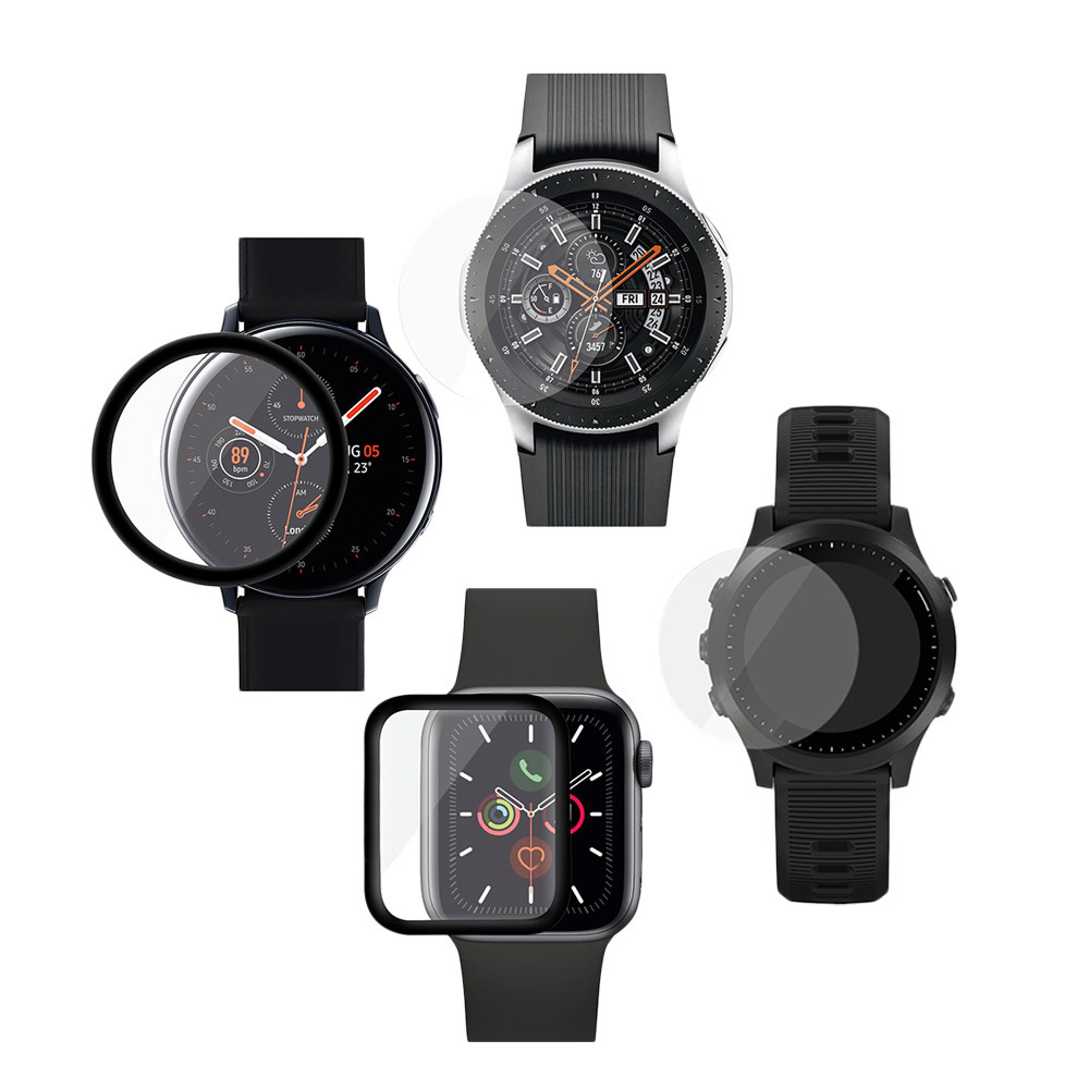 Pack of 2 Tempered Glass Screen Protectors for Samsung, Huawei and Apple Smart Watches