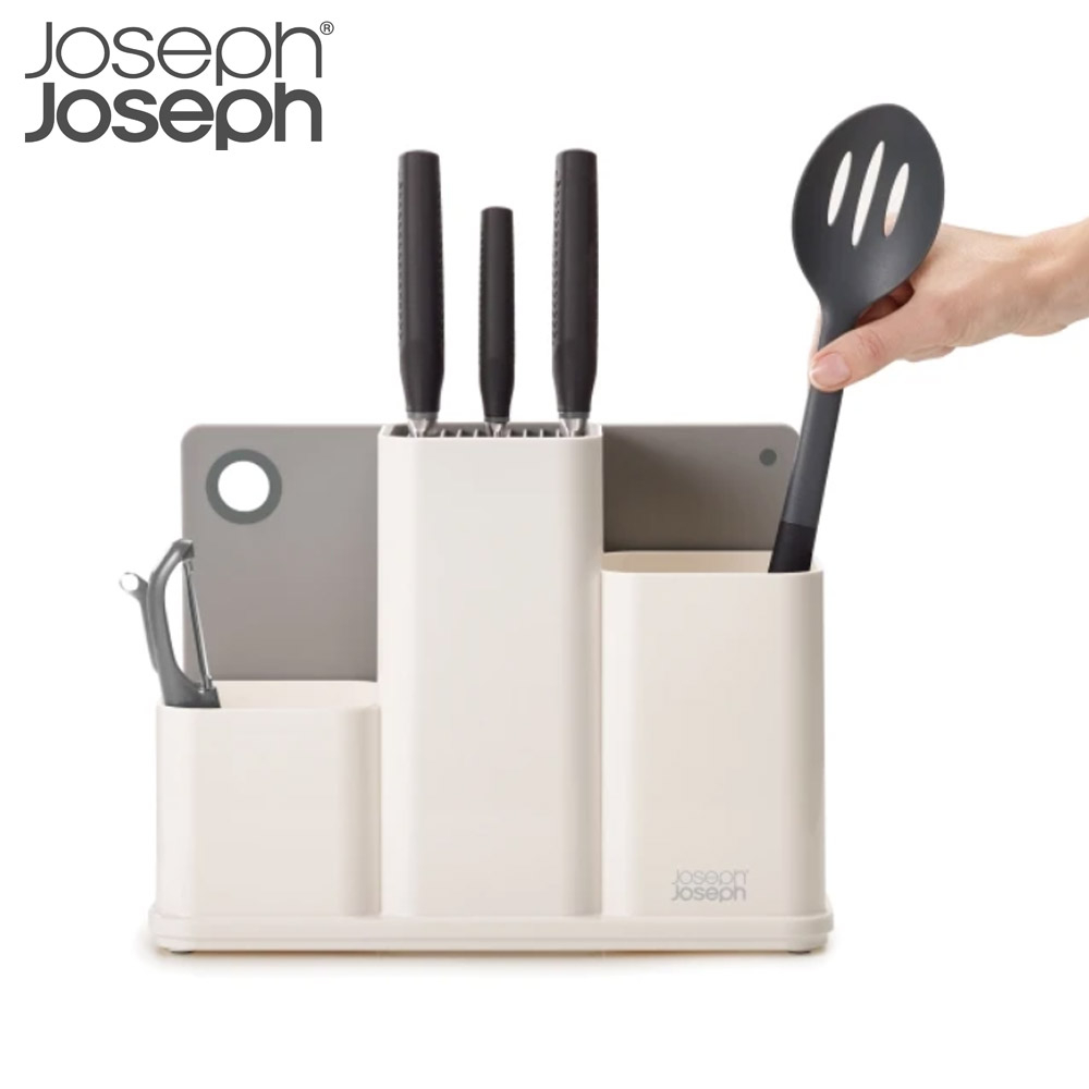 White Kitchen Worktop Organizer with Chopping Board