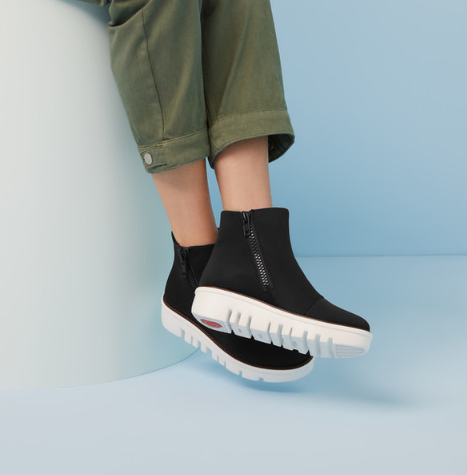 Ladies Chunky Zip Ankle Boots
