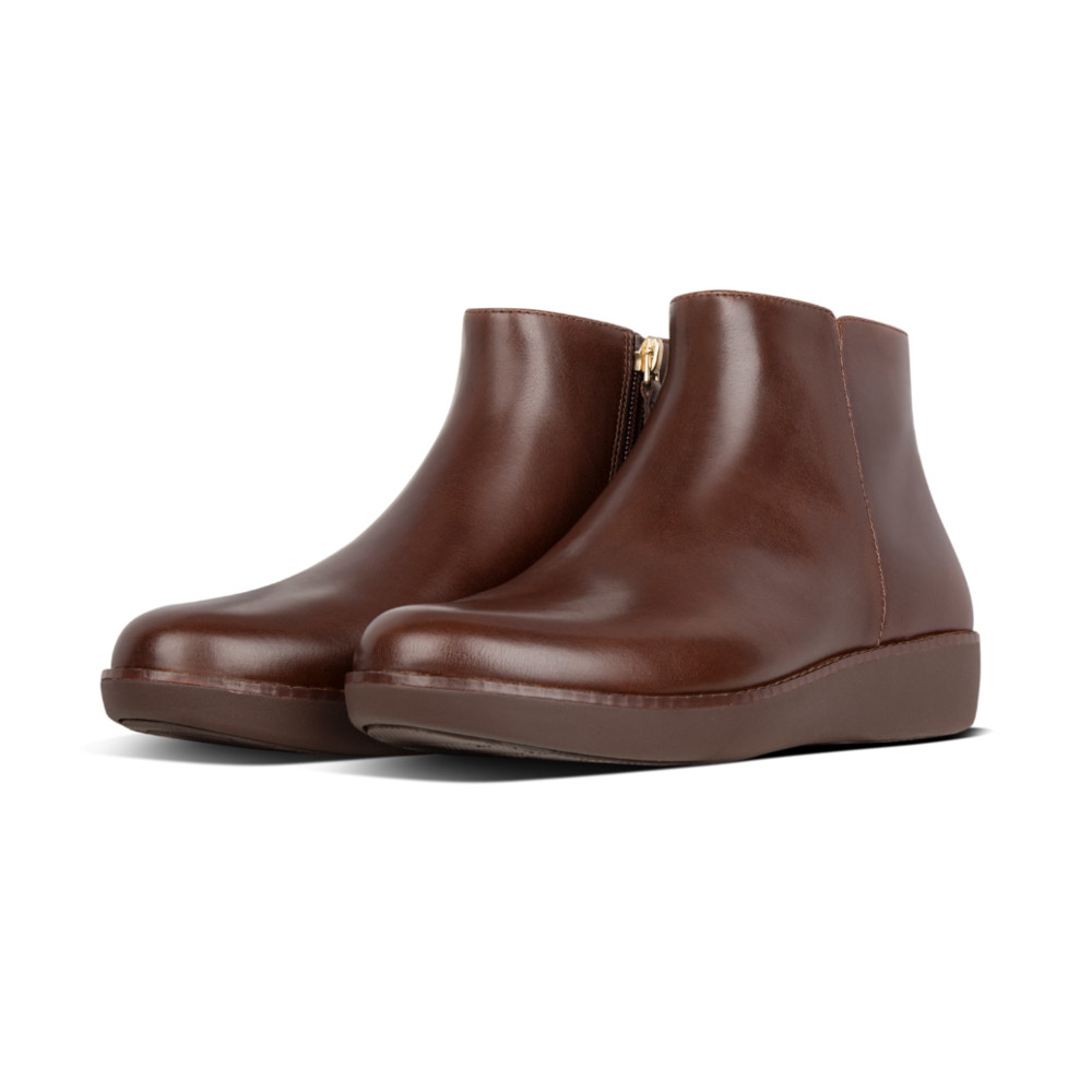 Ladies Ziggy Leather Zip Ankle Boots