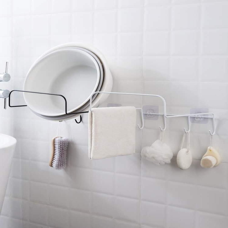 Pack of 2 Multifunctional Self Adhesive Storage Racks with Hooks