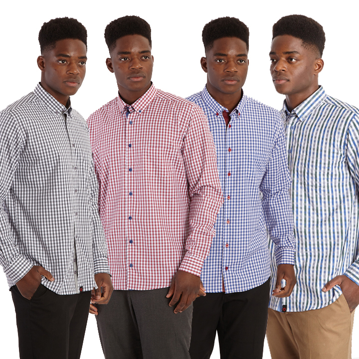 Men's Long Sleeve Slim Fit Check Shirt