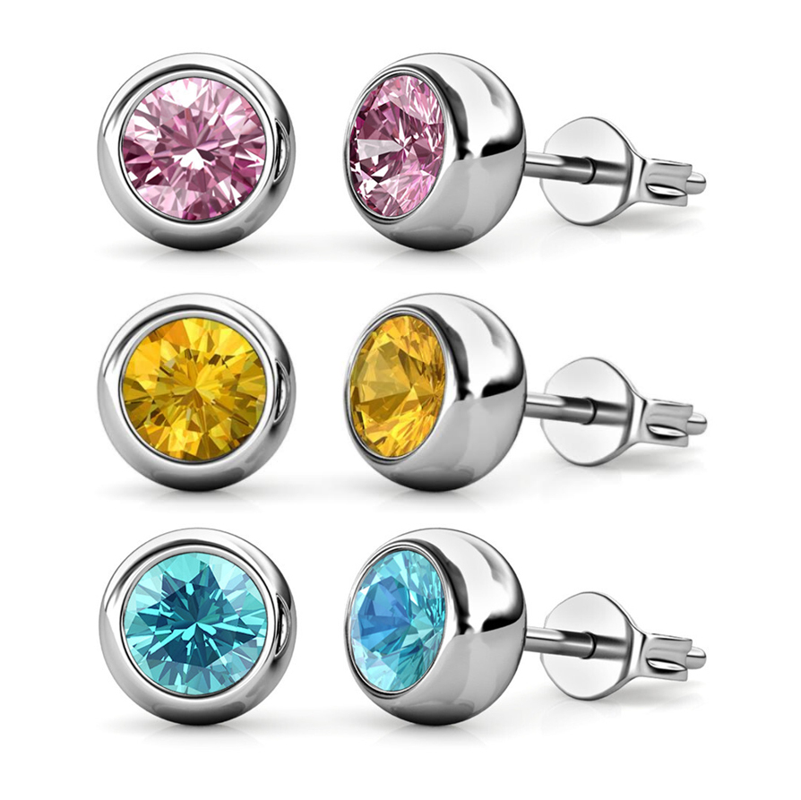Birthstone Earrings with Swarovski Crystals