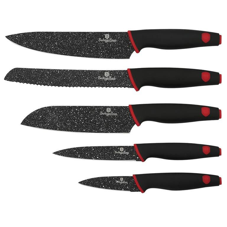 5-Piece Black Stone Touch Marble Coating Knife Set