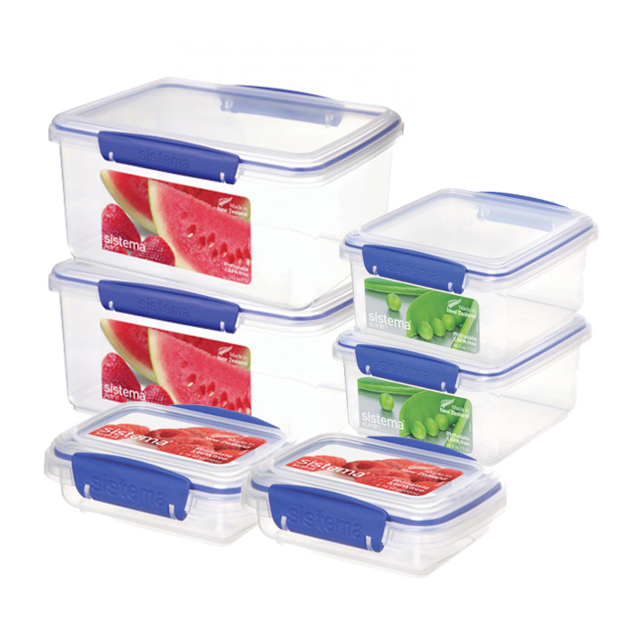 Pack of 6 Rectangular Klip It Food Storage Containers