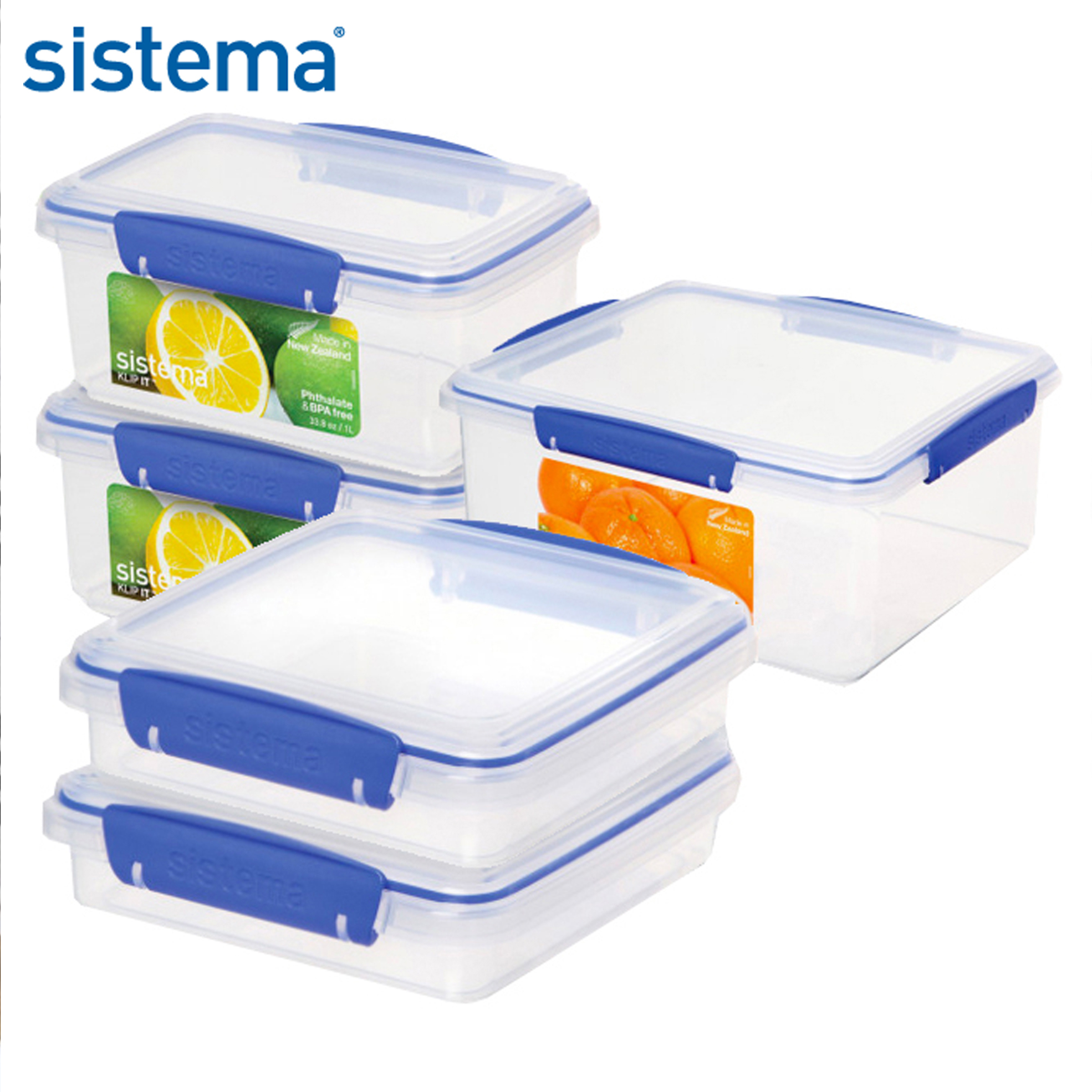 Pack of 5 Klip It Food Storage Containers