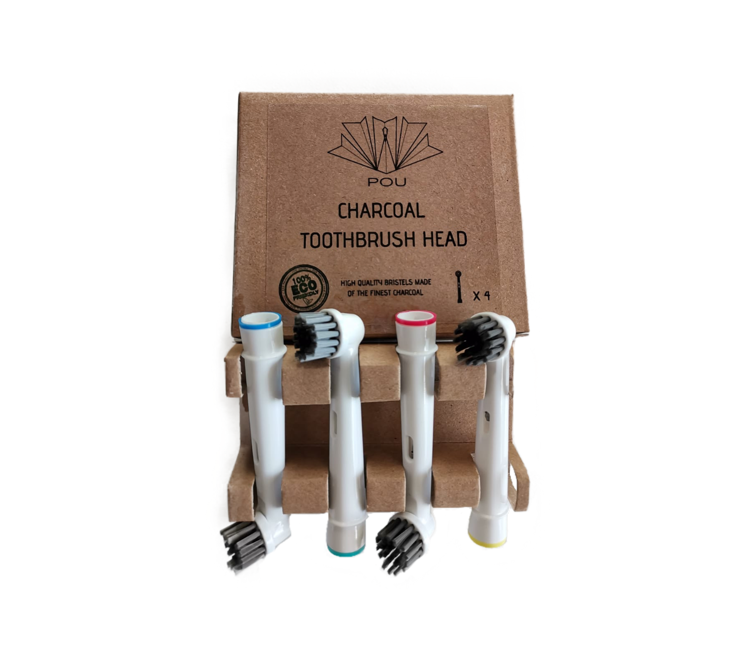 Pack of 4 Electric Toothbrush Heads with Charcoal Bristles