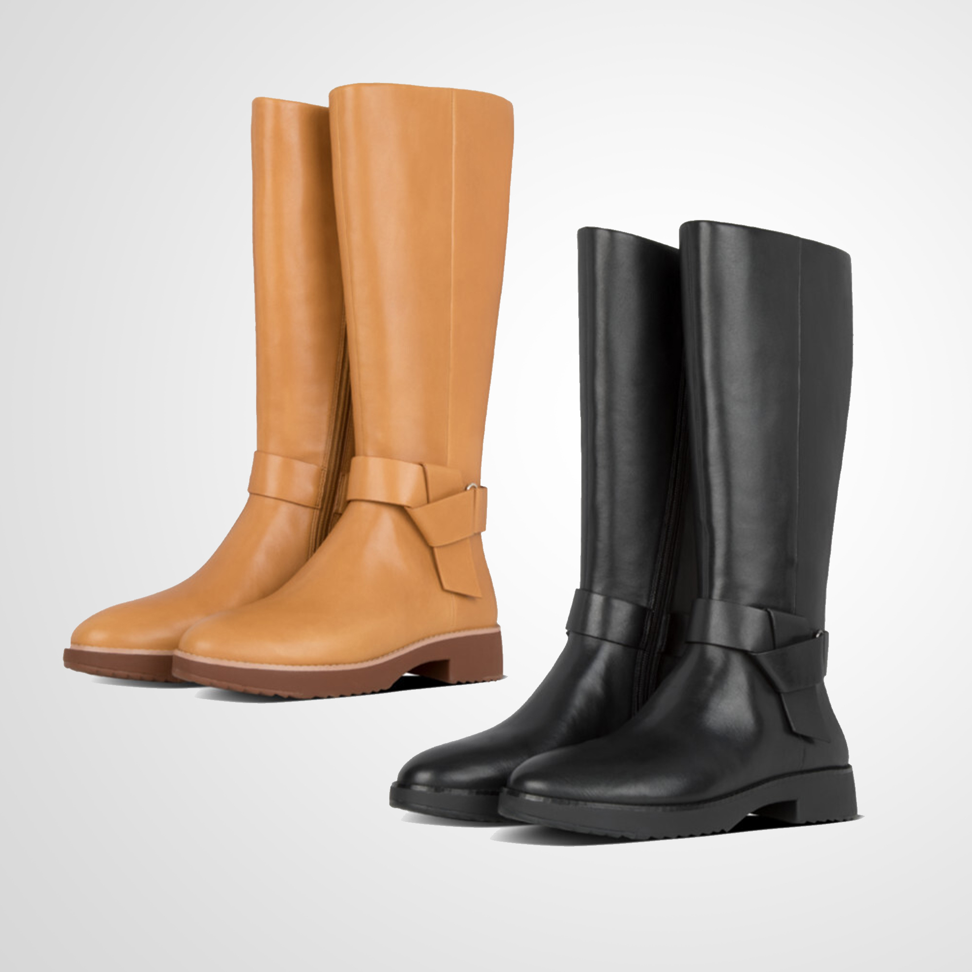 Ladies Knot Leather Knee-High Boots