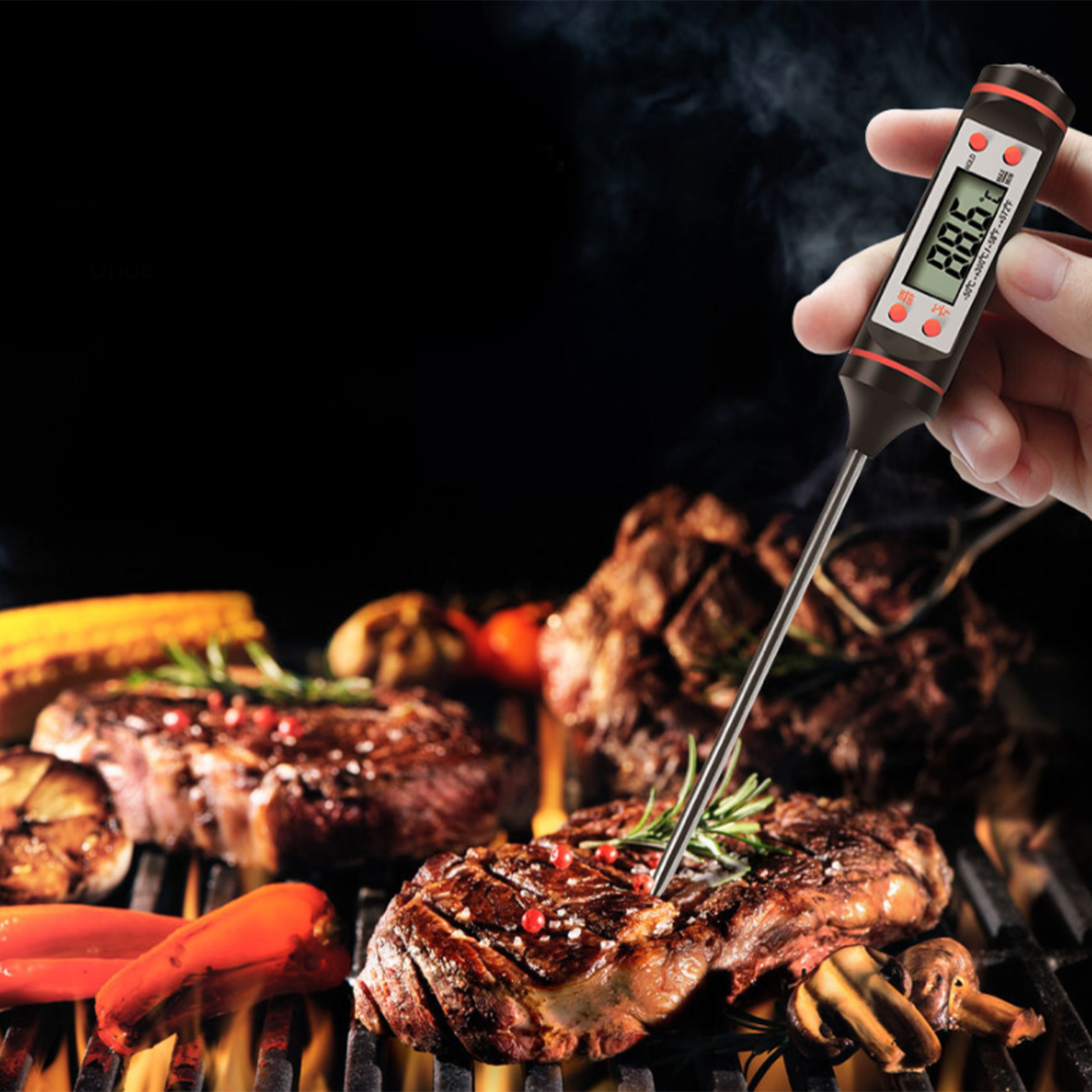 Digital Cooking Thermometer with Protective Lid