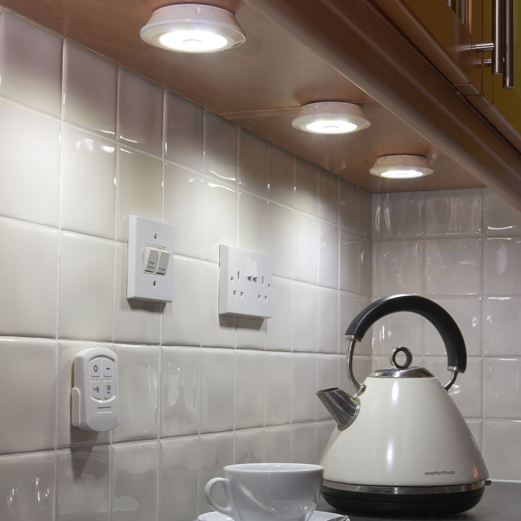 Pack of 6 COB LED Round Lights with Remote Control