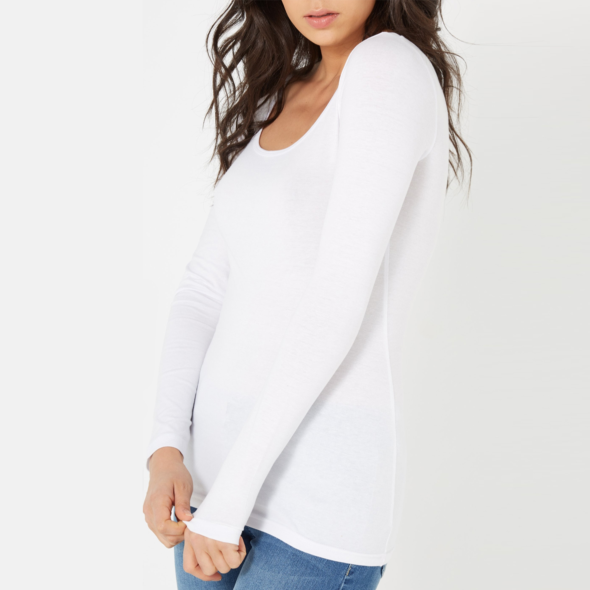 Every Day White Long Sleeve Fitted Top
