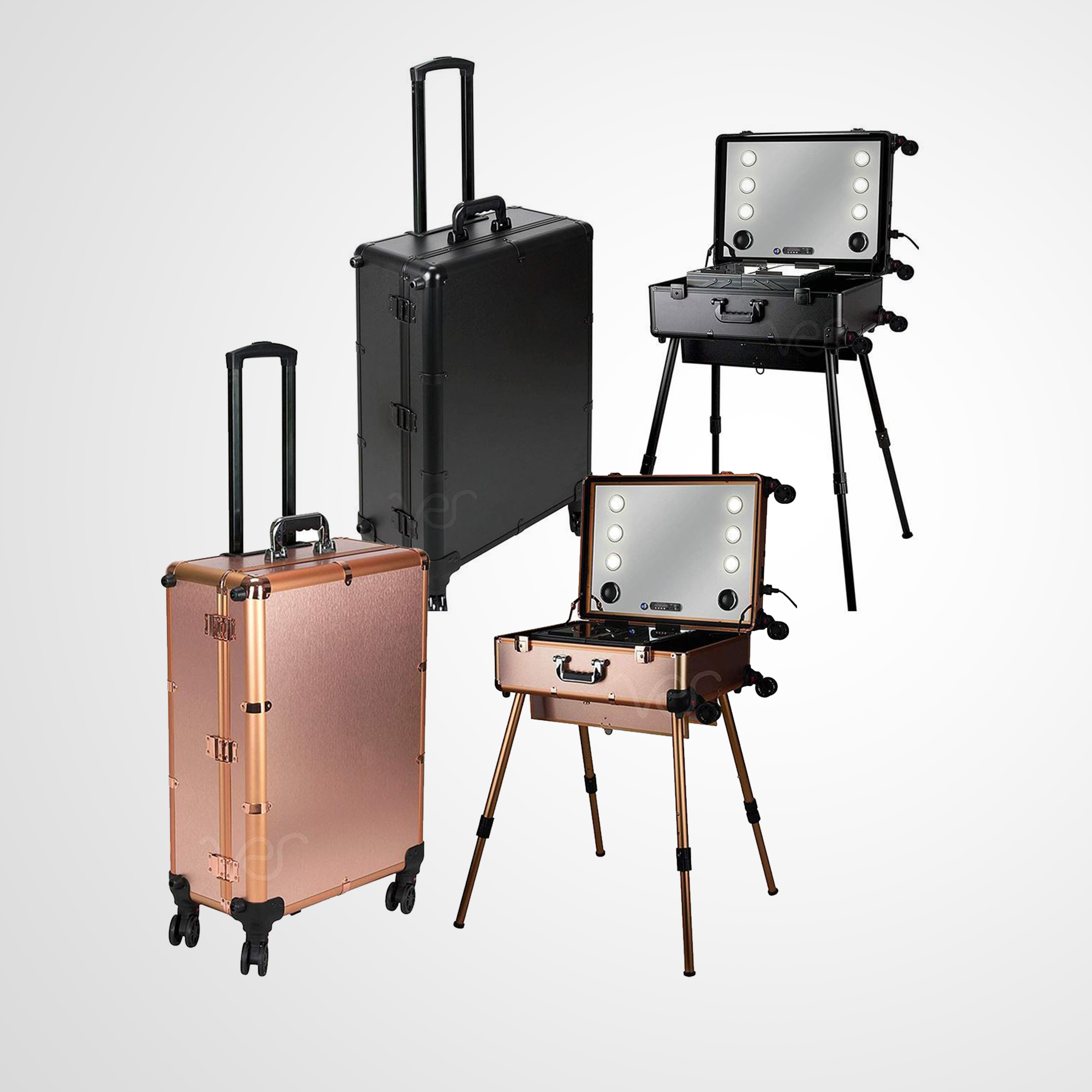 Case & Cosmetic Organiser with 6 Dimmable Lights & 2 Speakers