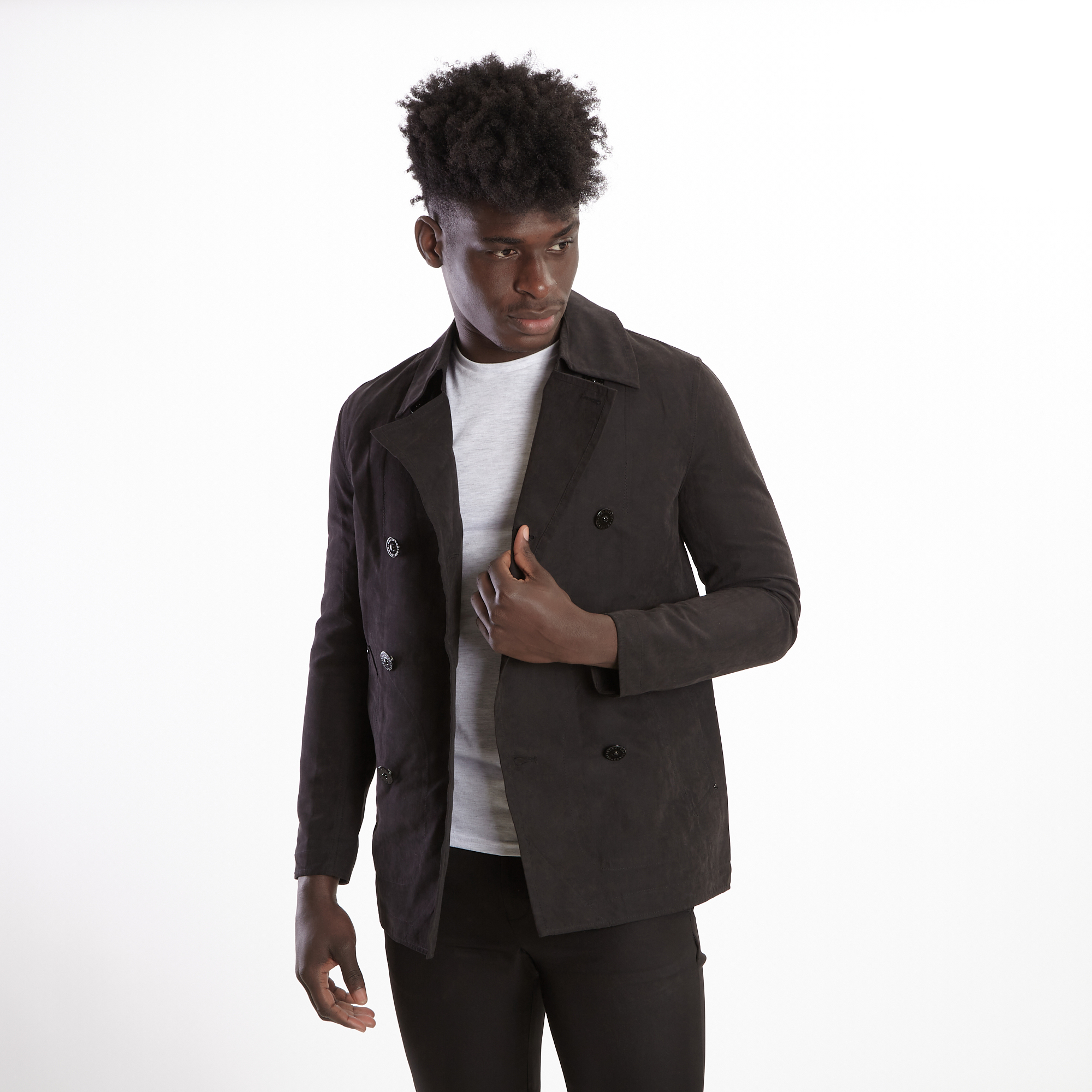 Men's William Double Breasted Black Coat