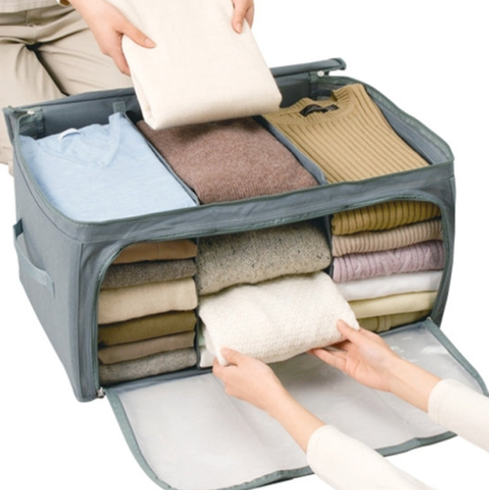 Pack of 2 Non-Woven Collapsible Quilted Storage Bags with Removable Dividers