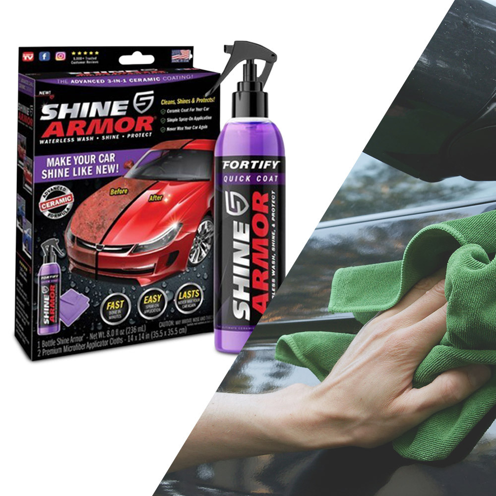 3-in-1 Fortify Quick Coat Shine & Protect Waterless Car Wash with Microfibre Cloth