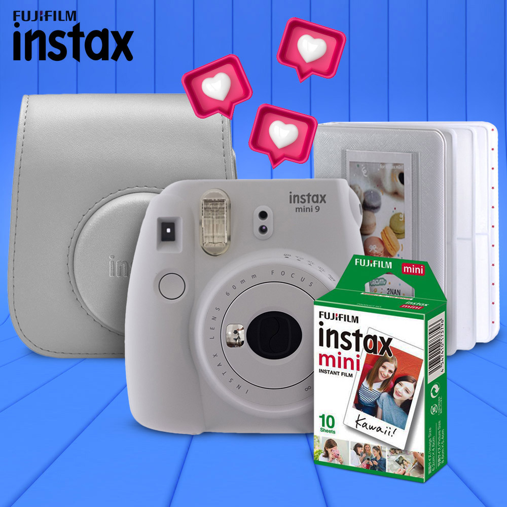 Instax Mini 9 Camera, Instant Film, Camera Case, Photo Album & Accessories (7 Pack Bundle)