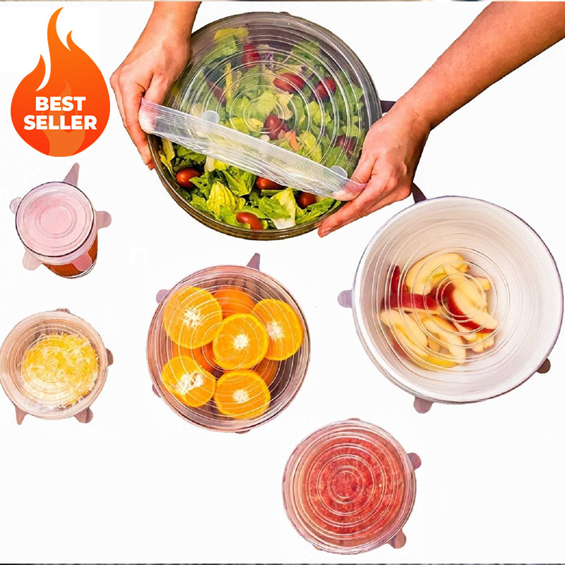 Pack of 6 Silicone Stretch Lids Food Savers