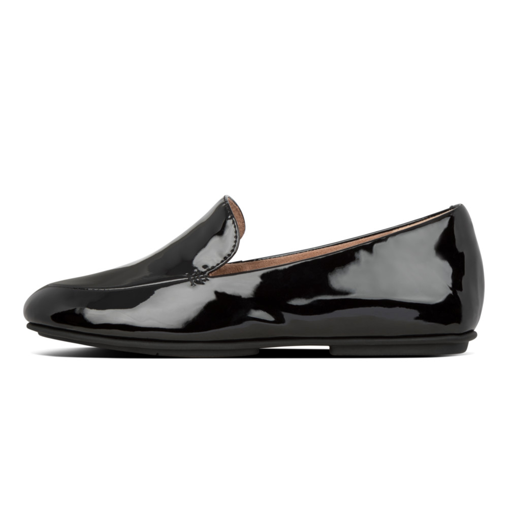 Ladies Lena All Black Patent Loafers
