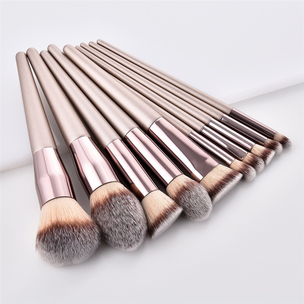 10 Piece Champagne Makeup Brush Set