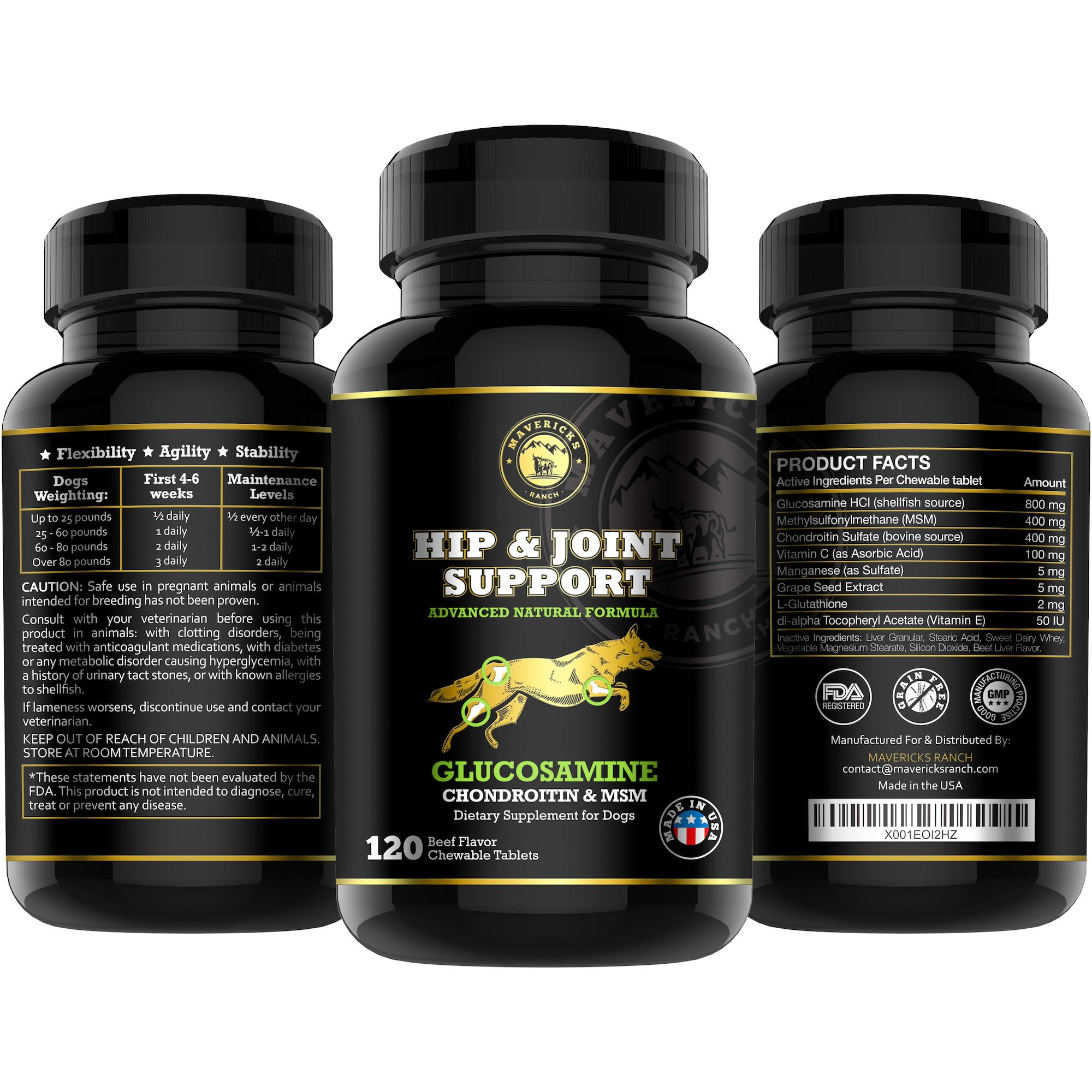Hip & Joint Booster Dietary Supplement for Dogs (120 Beef Chewable Tablets)