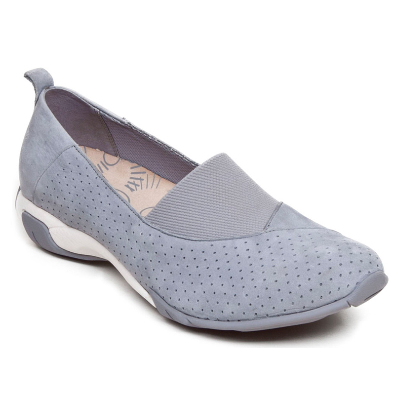 Ladies Nubuck Leather Slip On Shoe with Dual Density Outsole