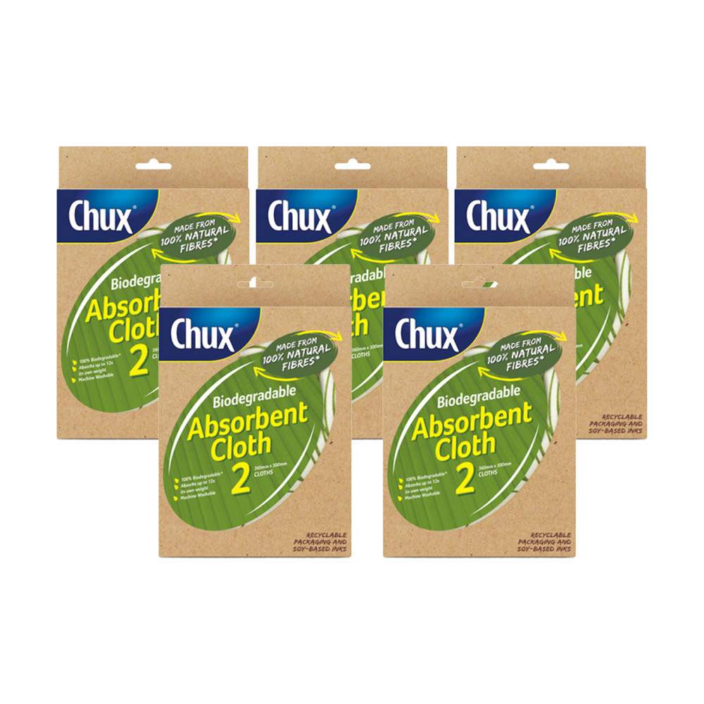 Pack of 5 Biodegradable Absorbent Cloths (Absorbs Up to 12 Times Their Weight)