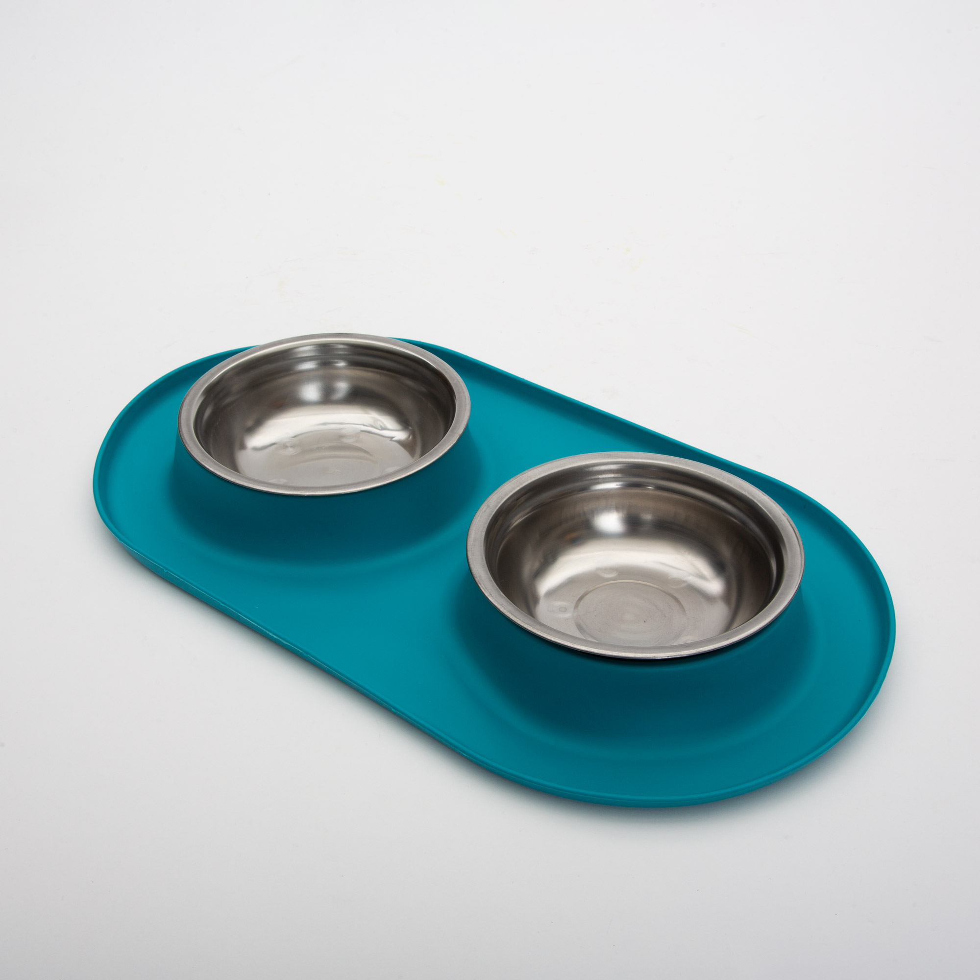 Stainless Steel Food Bowl Set with Silicone Non-Slip Feeding Mat