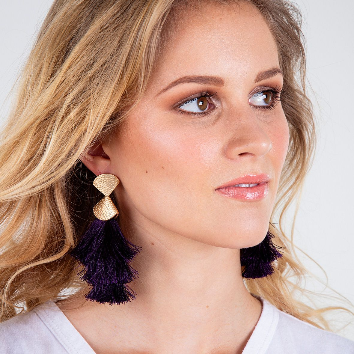 Damascus 3 Tier Tassel Earrings