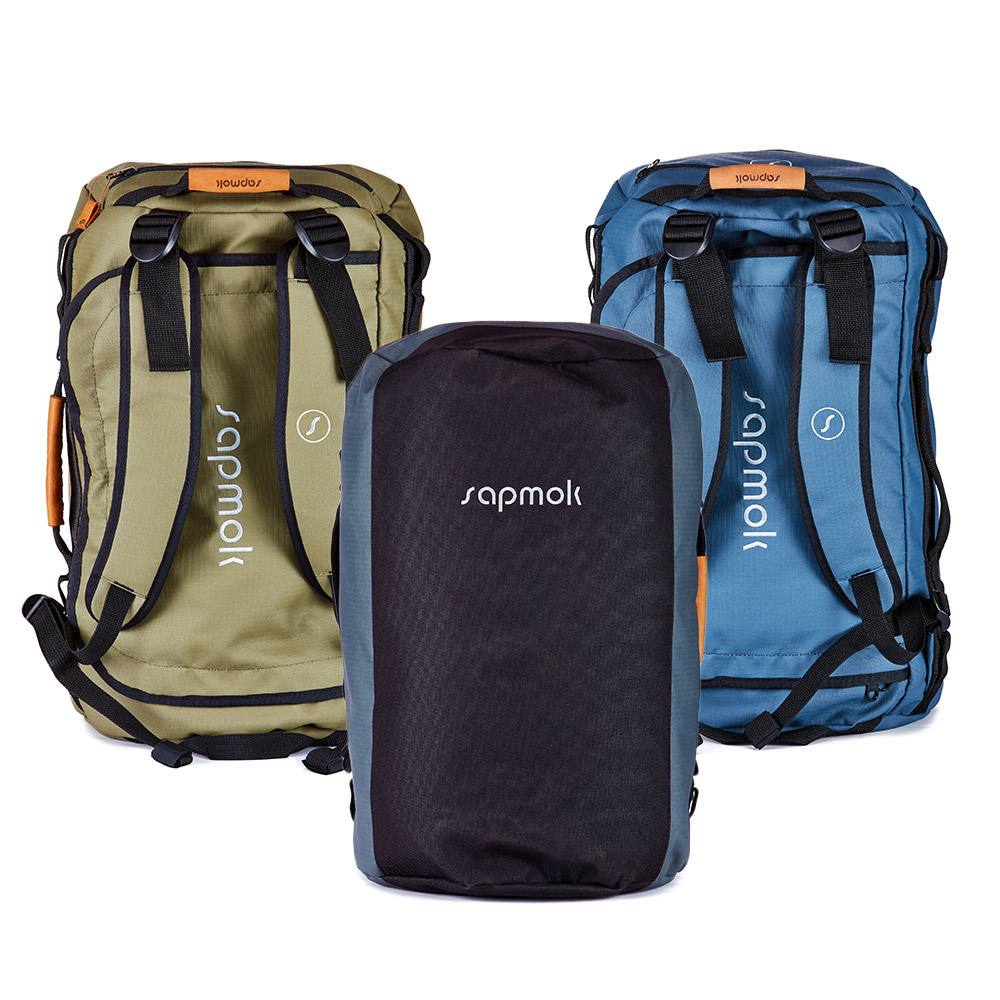 Nepal Water-Resistant Canvas Duffel Backpack with Leather Handles