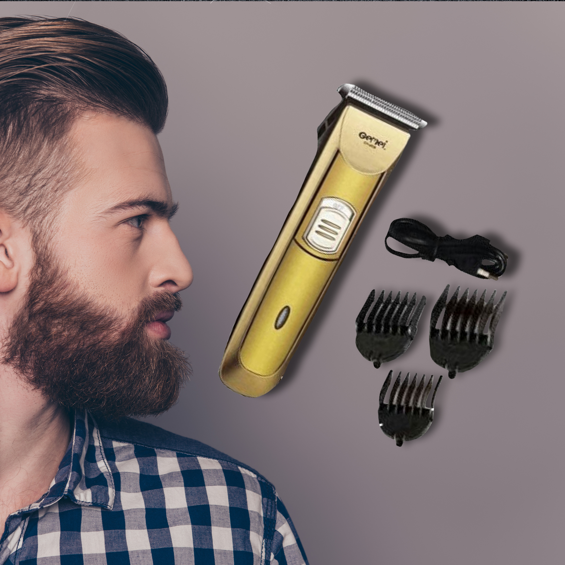 Battery-Operated Hair & Beard Trimmer for Male Grooming (Model: GM-6028)