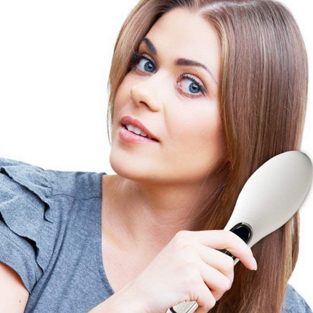2-in-1 Anti-Frizz & Static Hair Brush & Straightener with LCD Temperature Display