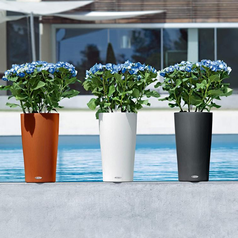 Cilindro White Contemporary Self-Watering Planter