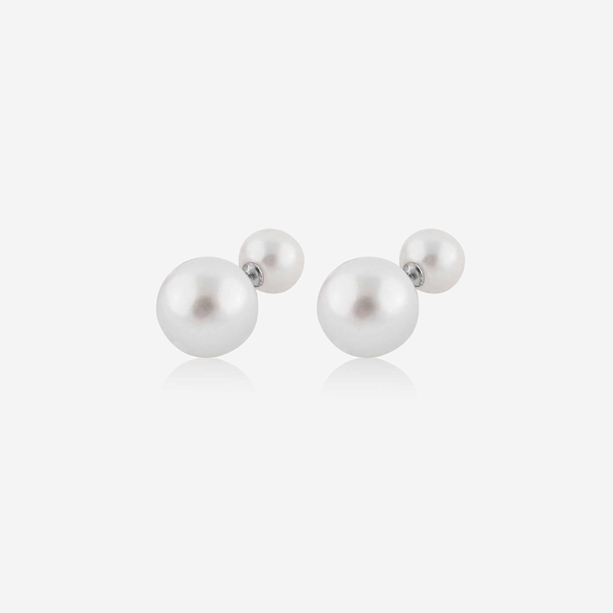 Silver Stud Earrings with Synthetic Pearls